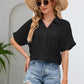 Malibu Dreams Full Size Half Button Johnny Collar Blouse