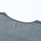 Full Size Gray Strappy Round Neck Long Sleeve Top