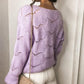 Openwork Button Up Long Sleeve Cardigan