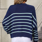 Striped Dropped Shoulder Round Neck Pullover Sweater