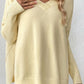 Slit V-Neck Dropped Shoulder Sweater