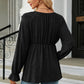 Round Neck Flounce Sleeve Blouse