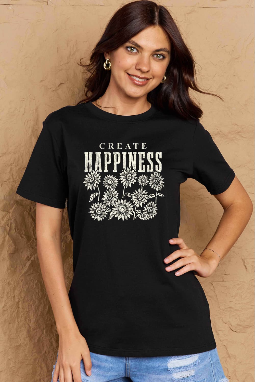 Simply Love Full Size CREATE HAPPINESS Graphic Cotton T-Shirt