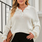 Ivory Plus Size Quarter-Button Collared Sweater