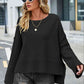 Round Neck Dropped Shoulder Slit Sweater