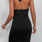 Asymmetrical Ribbed Ruched Halter Neck Dress