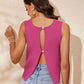 Women's Buttoned Cutout Ribbed Trim Knit Tank