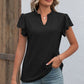 Eyelet Notched Flutter Sleeve T-Shirt