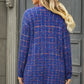 Plaid Fringe Trim Open Front Longline Cardigan