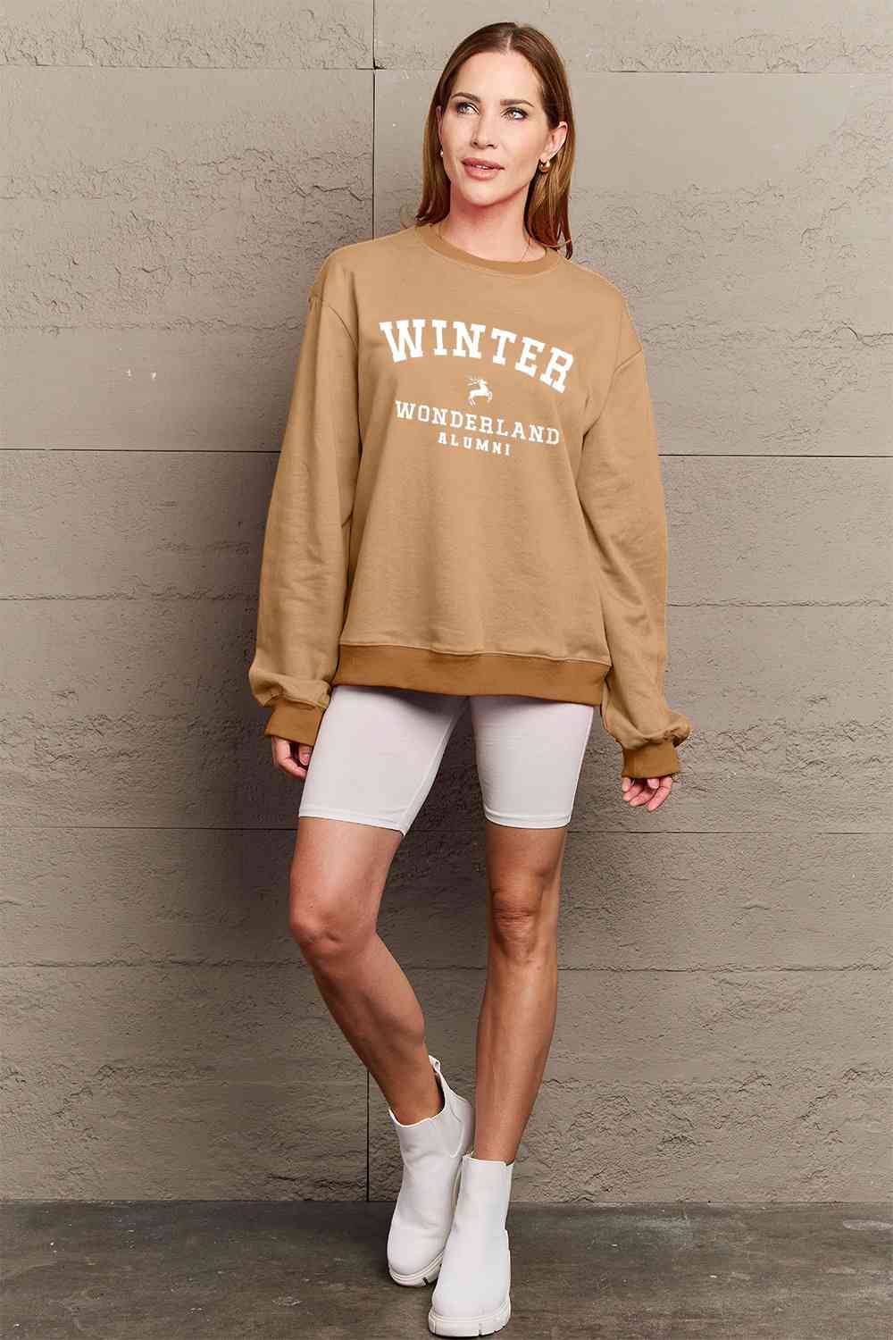 Simply Love Full Size WINTER WONDERLAND ALUMNI Graphic CHRISTMAS Long Sleeve Sweatshirt