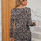 Printed Square Neck Long Sleeve Blouse