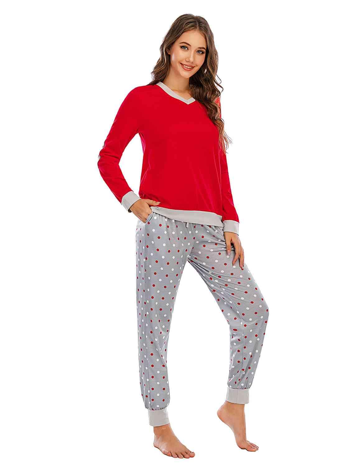 Long Sleeve Top and Polka Dot Pants Set