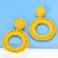 Round Shape Raffia Grass Dangle Earrings