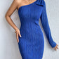 Royal Blue One Shoulder Long Sleeve Mini Dress