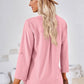 Full Size V-Neck Roll-Tap Sleeve Blouse
