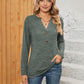 Full Size Notched Neck Long Sleeve T-Shirt