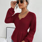 Notched Dropped Shoulder Knit Top