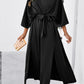 Slit Tied V-Neck Three-Quarter Sleeve Dress