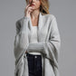 One Size Dolman Sleeve Open Front Ribbed Trim Longline Cardigan