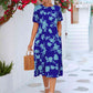 Floral Puff Sleeve Ruffle Hem Midi Dress