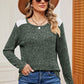 Eyelet Ribbed Round Neck Long Sleeve T-Shirt