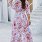 Printed Tied Half Sleeve Slit Dress