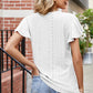 Eyelet V-Neck Flutter Sleeve T-Shirt