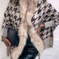 So Defined One Size Houndstooth Fringe Hem Poncho
