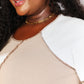 Double Take Khaki Color Block Exposed Seam Top