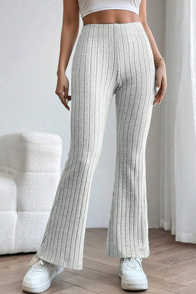 Basic Bae Full Size Ribbed High Waist Flare Pants *