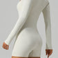 Square Neck Long Sleeve Active Romper