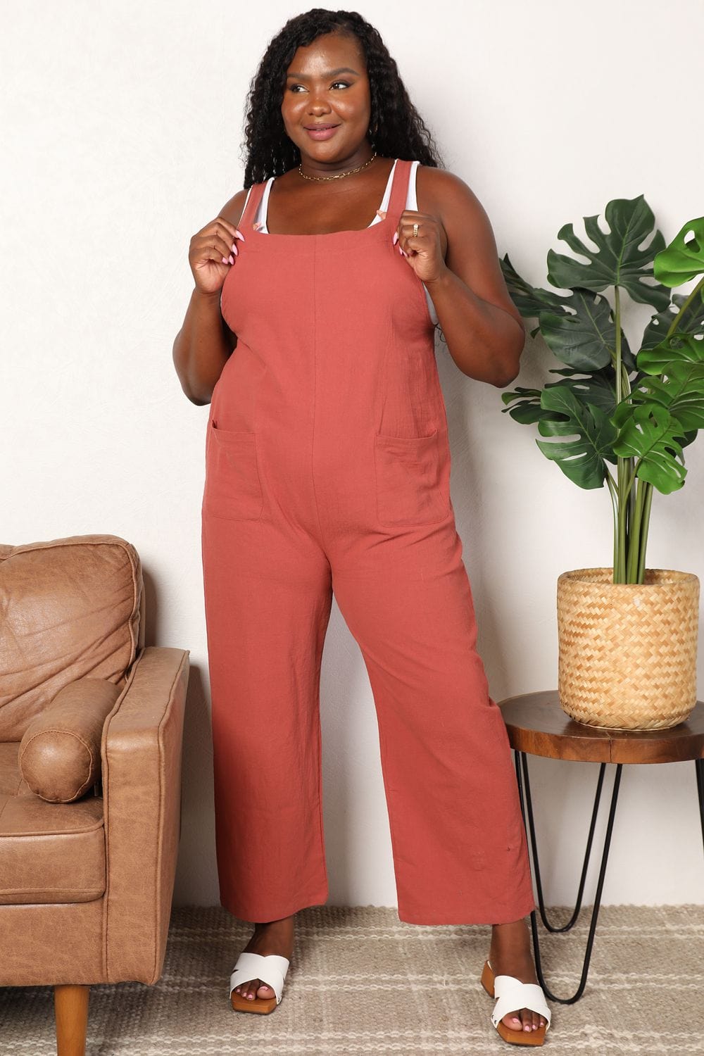 Double Take Wide Leg Overalls with Front Pockets *