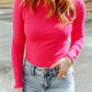 Malibu Dreams High Neck Long Sleeve Ribbed Top
