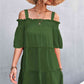 Cold-Shoulder Frill Trim Tiered Dress