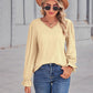 Full Size Eyelet V-Neck Flounce Sleeve Blouse
