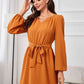 Tie Waist Puff Sleeve Maxi Dress