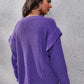 Ruffled Round Neck Dropped Shoulder Sweater