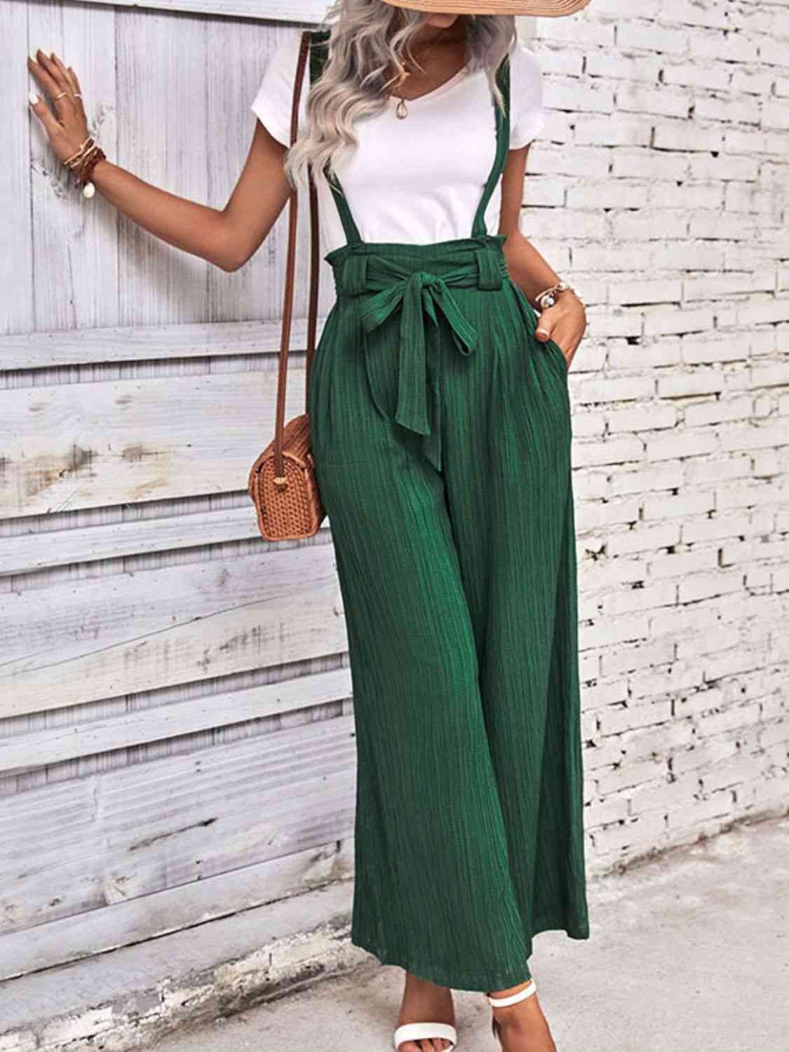 PAJumpers Tie Belt Wide Leg Overalls