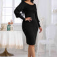 Boat Neck Lantern Sleeve Dress