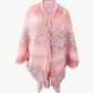 One Size Multicolored Fringe Trim Poncho