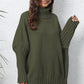 One Size Turtle Neck Long Sleeve Ribbed Sweater