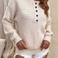 Half Button Dropped Shoulder Sweater