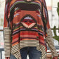 Geometric Striped Splicing Round Neck Blouse