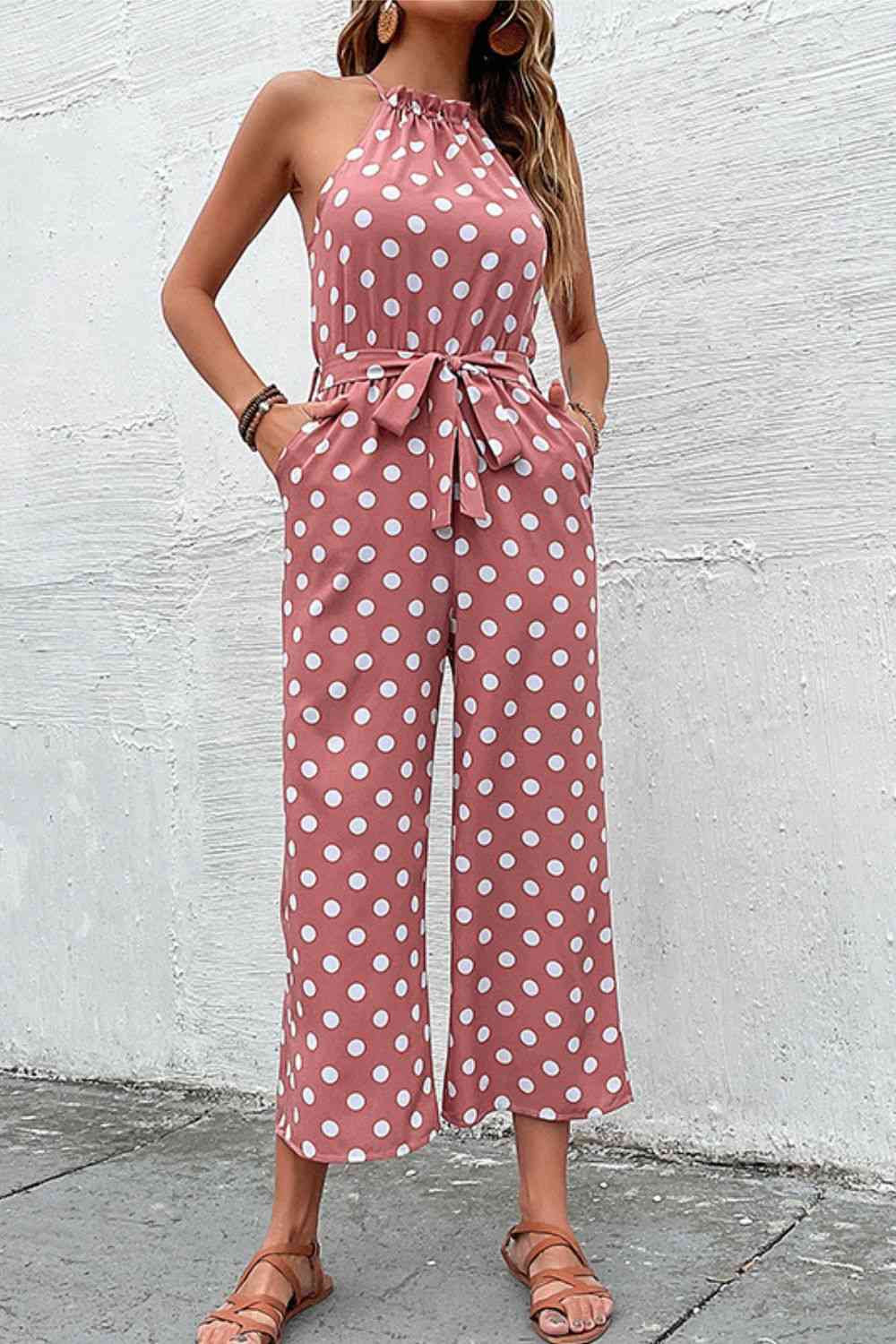 SavannahJayJumpers Polka Dot Grecian Wide Leg Jumpsuit