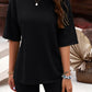 Eyelet Round Neck Top and Shorts Set