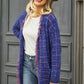 Plaid Fringe Trim Open Front Longline Cardigan