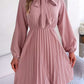 Women's Obsessed Tie Neck Balloon Sleeve Pleated Dress