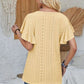 Eyelet Applique V-Neck Cap Sleeve T-Shirt