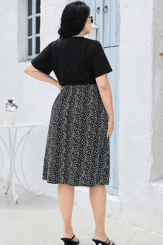 Penelope Full Size Round Neck Short Sleeve Printed Dress