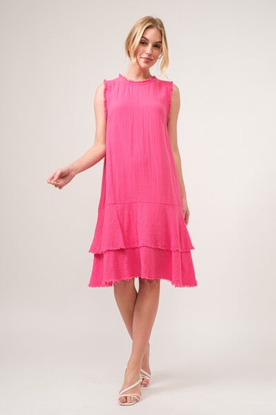 And The Why Washed Fringe Detail Tiered Dress *